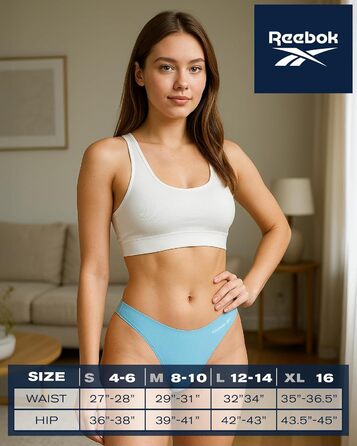 Труси жіночі Reebok - танга без швів (3 шт. в упаковці) M, кольори: коронний синій, чорний, шаркун (шкіра акули)