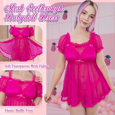 Прозора мереживна сукня-боді LittleForBig для дорослих та дітей, рожева, розмір XXL