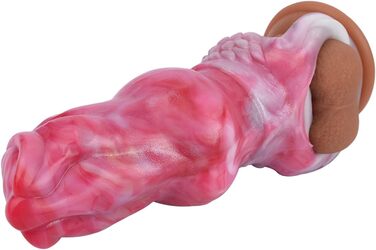 Реалістичний секс-іграшка для чоловіків у вигляді пса - реалістичний дилда з кільцем, з рідкого силікону, збільшує, рожевий, розмір S