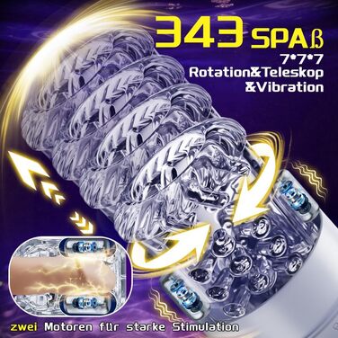 Електричний мастурбатор для чоловіків з телескопічною конструкцією, ротацією, вібрацією та функцією соски. Масажер для пеніса, секс-іграшка.