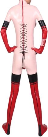 Латексний жіночий костюм YXFHHY з 3D-грудьми, рожевий, без застібки, для клубів та вечірок