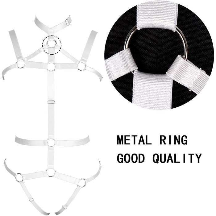 Жіночий комплект корсет, стрінги та пояс: еластичний топ з вирізами для фотосесій, танців, карнавалу в стилі панк-готика (білий)