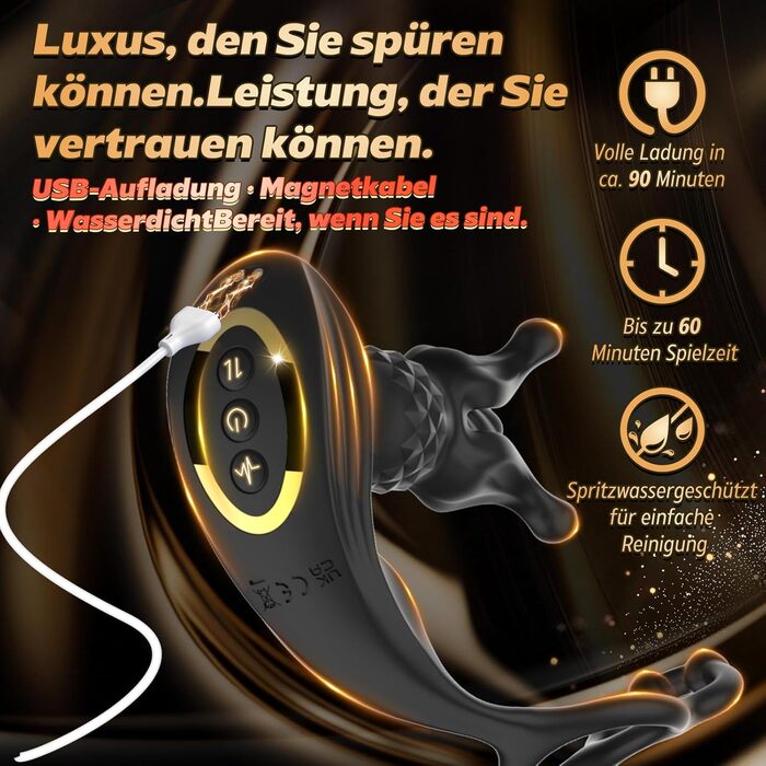 Вібратор для простати, анальний вібратор QRRQ з 9 режимами вібрації, USB зарядка, IPX6 водонепроникний, іграшка для чоловіків