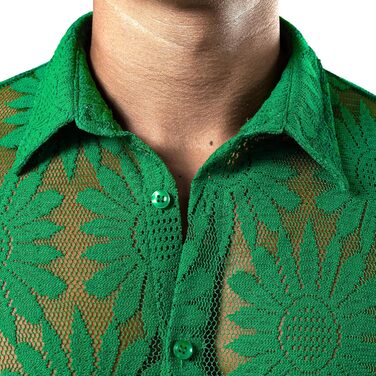 Чоловіча сорочка JOGA з мереживом, короткий рукав, літня, зелена (XL)