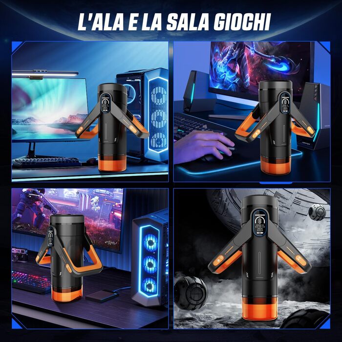 Інтимна іграшка для чоловіків Eanatoys Masturbieren - 9 вібраторів, телескопічна функція, 3D реалістична вагіна, LCD-дисплей, помаранчевий колір