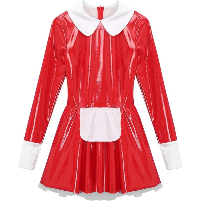 Жіноча спідня білизна Еротичний французький костюм горничної Cosplay A-line (Червоний, 4XL)