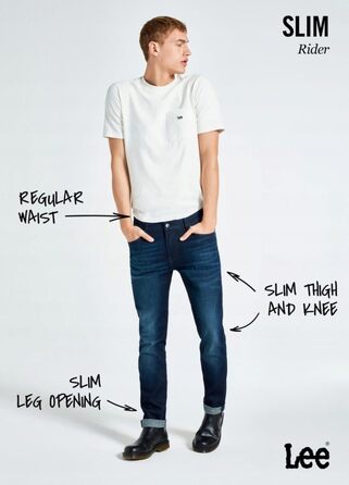 Чоловічі джинси LEE Classic Straight Fit Brooklyn, синьо-чорні (Moody Blue Used), розмір 32W/34L