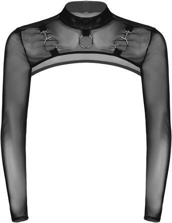 Чоловіча прозора мотоодійна футболка з довгим рукавом, виріз O-Ring, сітчаста напівкроп-футболка для вечірок та клубів