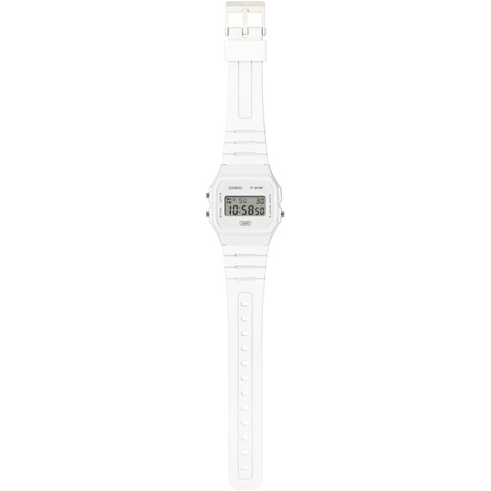 Чоловічий класичний цифровий годинник Casio F-91WB-7AEF білого кольору