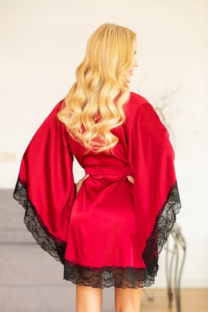 Ексклюзивний широкий халат Podomka Mahe, бордовий, розмір XXL (2XL), з широкими рукавами