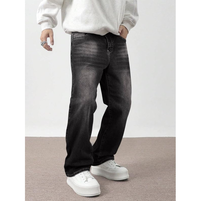 Чоловічі широкі джинси Baggy Y2K JMIERR у стилі streetwear, темно-сірі, розмір L