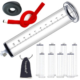 Набір пеніс-помп ScreaAss різних розмірів (9 шт.) з акрилового прозорого трубки з мірною шкалою та силіконовим шлангом для ScreaAss (ручні/електричні)