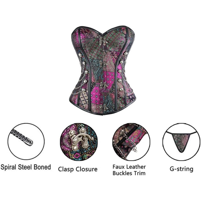 Жіноче корсетне бюстье - стимпанк корсет, сексуальна спідня білизна, корсаж, ліловий корсет, корсети та бюстгальтери, зменшення талії, сталеві кістки, готичний корсет, модель S