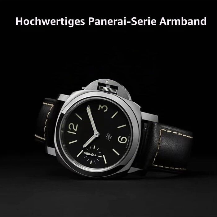 Шкіряний ремінець для годинника Panerai Luminor 44 Vintage Military, 26 мм, чорний