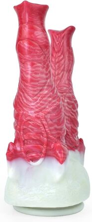 Двофалічний секс-іграшка Jixaxe з силікону, червона (для вагінальної та анальної стимуляції)