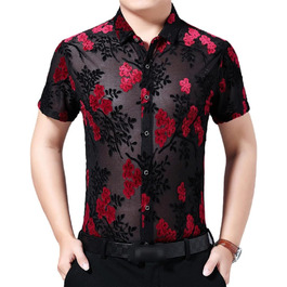 Чоловіча футболка з квітковим принтом, червона, обтислого крою, для клубів, весна, розмір EU L (77-85 кг)