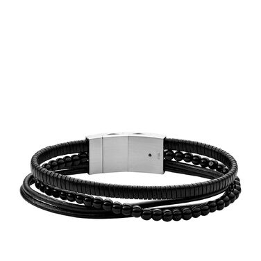 Чоловічий ремінець для годинника Fossil Vintage Casual зі шкіри та нержавіючої сталі, графітово-чорний, з карабіном та застібкою
