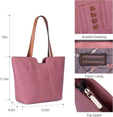 Жіноча сумка-шопер Montana West Hobo великого розміру з ручкою, колір Mauvewood Pink