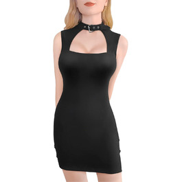 Чорне міні-плаття LittleForBig з бавовни без рукавів у стилі кібер-гот з коміром, 3XL