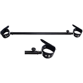 Металева розпірна стійка для бондейджу чорного кольору з шкіряними наручниками для ніг - розпірник ніг