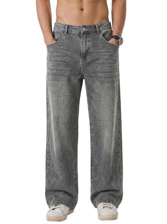 Чоловічі джинси Elegancity Baggy Stretch — широкі штани Straight Y2K Streetwear, Loose Fit, сірі, розмір XS