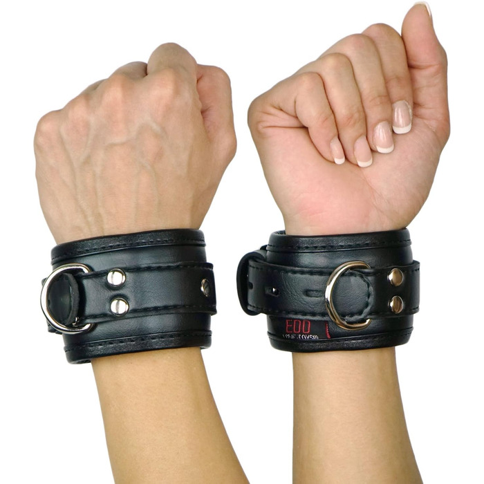 Набір наручників для бондейджу з підкладкою з шкіри: наручники, кайдани для ніг, ошейник, чорний колір