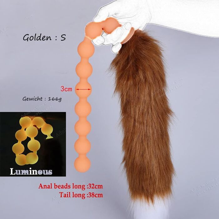 Анальні кульки з силікону JudeCP з фіолетовим хвостиком (9 кульок), анальні пробки, сексуальні іграшки для пар, косплей, SM (Золото)
