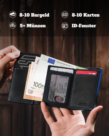 Слім-гаманець чоловічий DODENSHA MagSnap з відділенням для монет, RFID захистом та магнітним застібкою, на 10+ карт (Чорно-синій)