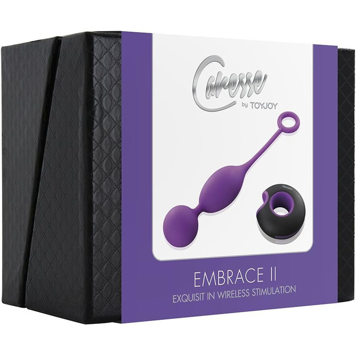 Іграшка Toyjoy Caresse Embrace II з пультом керування, яєчко-вібратор, фіолетовий/чорний, 10 x 3.5 см