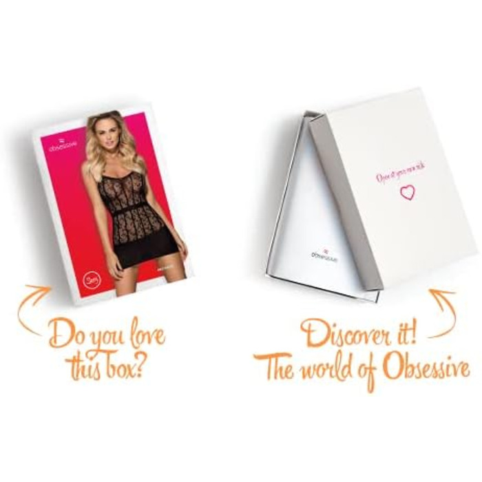 Сексуальний жіночий комплект спідньої білизни з мереживом: babydoll та танга, подарункова коробка, S-L, чорний сітка