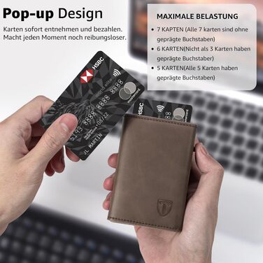 Чоловічий гаманець з RFID-захистом та Pop-up картницею, портмоне з магнітним замком, відділенням для монет та купюр, коричневий