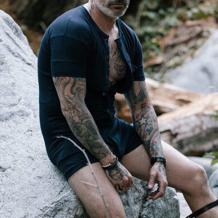 Чоловічий комбінезон-сліп Muscle Alive з короткими рукавами, чорний, бавовна