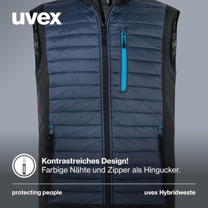 Чоловіча гібридна робоча жилетка Uvex tune-up стібана, темно-синя, розмір L