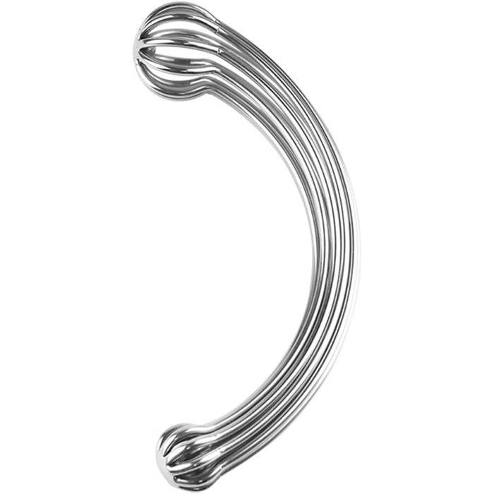 Анальний стимулятор з подвійним наконеччям для чоловіків та жінок, металевий, L, срібний