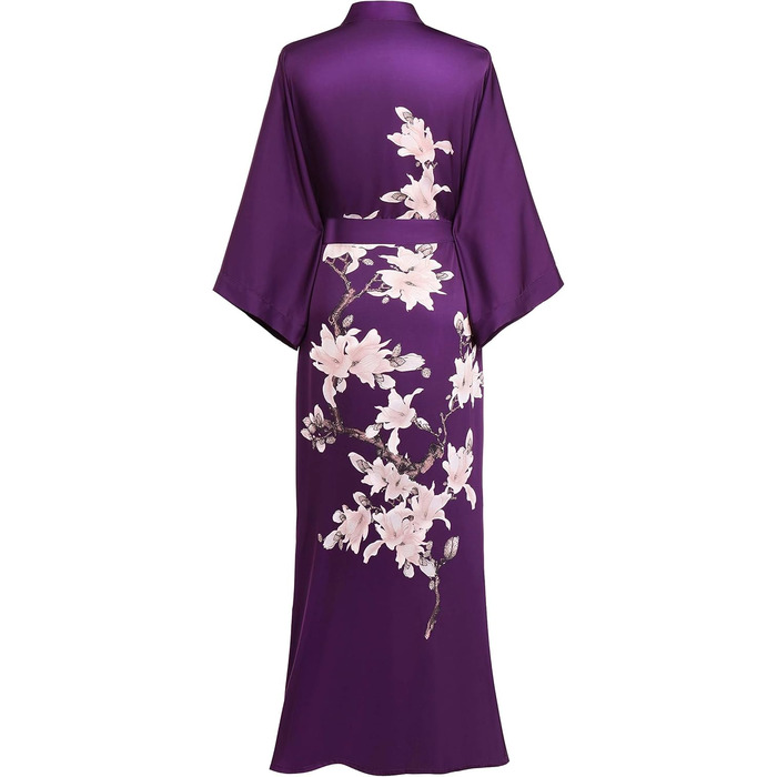 Халат жіночий Babeyond Кімоно з квітковим принтом, максі, довгий, пляжний, для вечірки, весільної ночі, для дому (один розмір, фіолетовий)