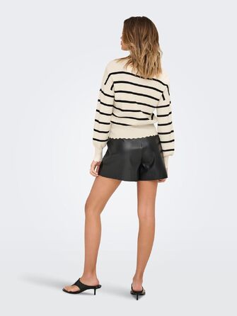 Жіночий в'язаний светр ONLY ONLIBI смугастий, колір Whitecap Gray/Black, розмір XS