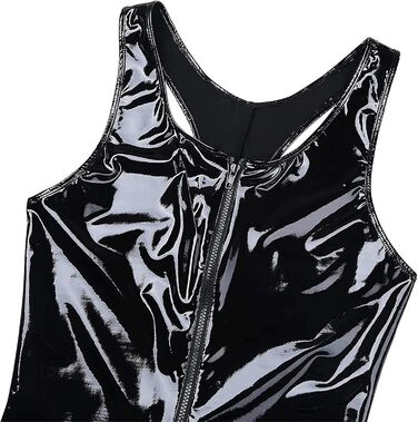 Чоловічий боді з лакованої шкіри, сексуальний, на блискавці, мокрий ефект, для вечірок, фетиш, бондтаж, чорний (XL)