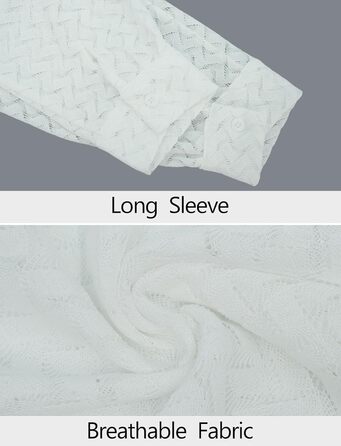 Футболка AIEOE для чоловіків, прозора, мереживна, довгарукава, тонка та дихаюча (L, білий 04)