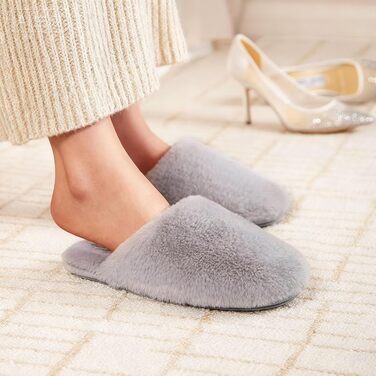 Жіночі домашні капці Snug Leaves з штучним хутром та ефектом пам'яті Memory Foam, сірі, розмір 38/39 EU