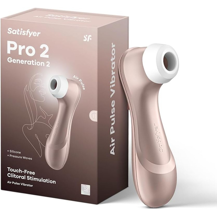 Satisfyer Pro 2 - вібратор для жінок | Тиха та потужна стимуляція клітора | Інтимна іграшка, подарунок для жінок | Еротичний вібратор | Стимулятор з імпульсною технологією | Розмір one-size (рожеве золото, 1 шт.)