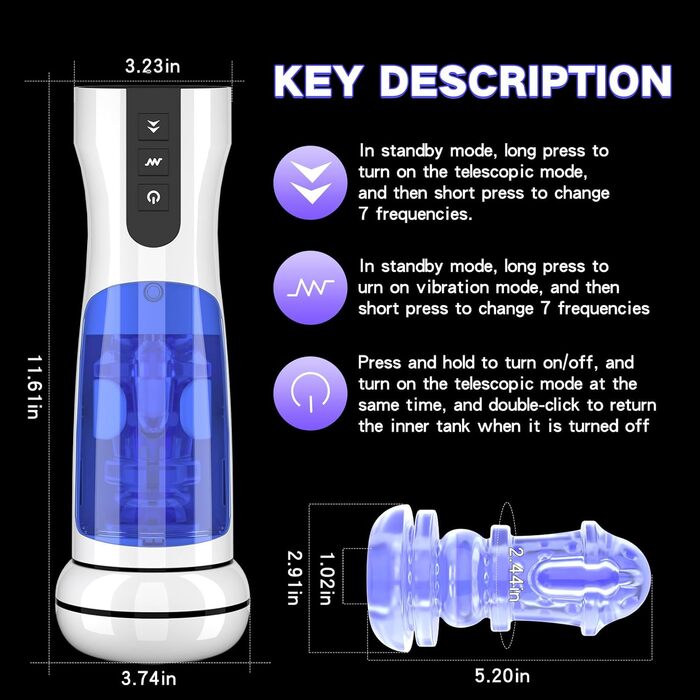 Масажер для чоловіків QGLust з нагріванням та вібрацією, 7 режимів, автоматичний, з реміннем