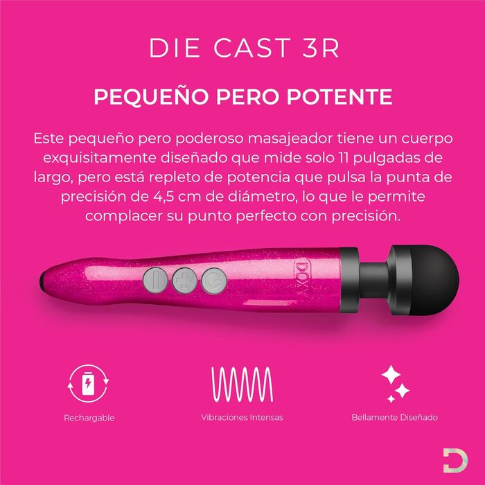 Масажер для тіла Doxy Die Cast 3 - жіночий вібратор, перезарядна Magic Wand, рожевий