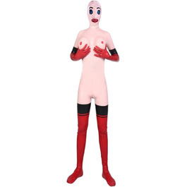 Латексний жіночий костюм YXFHHY з 3D-грудьми, рожевий, без застібки, для клубів та вечірок