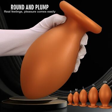 Анальний плагін JFRong з силікону, 5 розмірів, з присоскою, для анального та вагінального використання, стимулятор G-точки, масаж простати, анальні іграшки для дорослих (Golden-L)