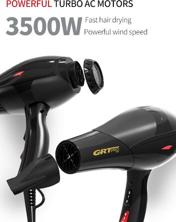 Професійний іонний фен для волосся 3500W з синім світлом, 2 швидкості, 3 температурні режими, дифузор та 2 концентратора для салонів та дому