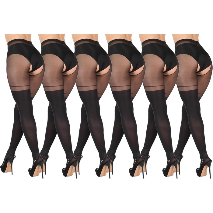 Чулки BANANALU 20 Den Overknee з відкритим промежиною, мереживо, чорні (6 шт.)