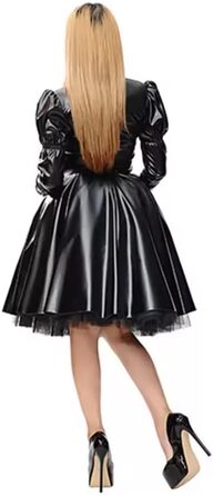 Чорне сукня горничної з ПВХ, косплей, персоналізація 3XL