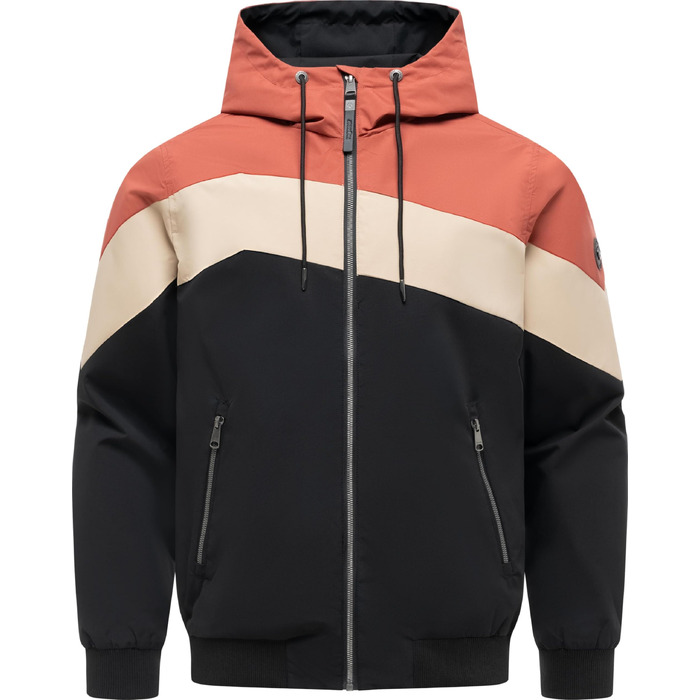 Чоловіча легка демісезонна куртка Ragwear Stewie Block: водонепроникна та дихаюча з капюшоном, колір Terracotta, розмір 3XL