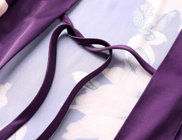 Легкий жіночий халат Babeyond з квітковим принтом, сатиновий, короткий, для дому та пляжу, універсальний розмір, зелений/фіолетовий