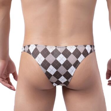 Сліп для чоловіків Faringoto, принт, шовк-айс, дихаючий, бікіні, G-стрінг, коричневий (S)